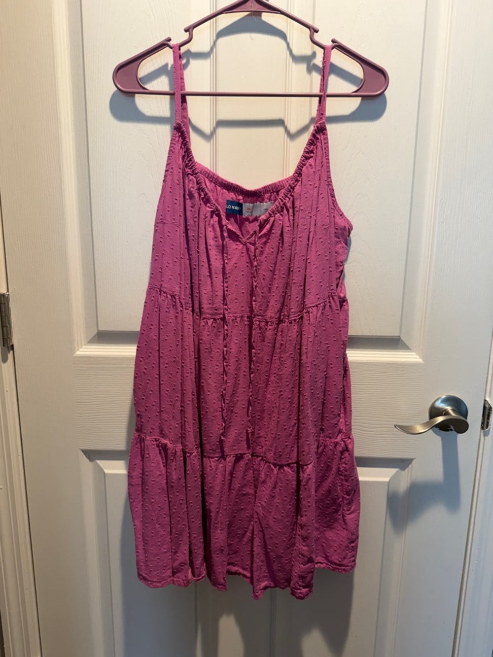 Old Navy Raspberry Eyelet Tiered Dress